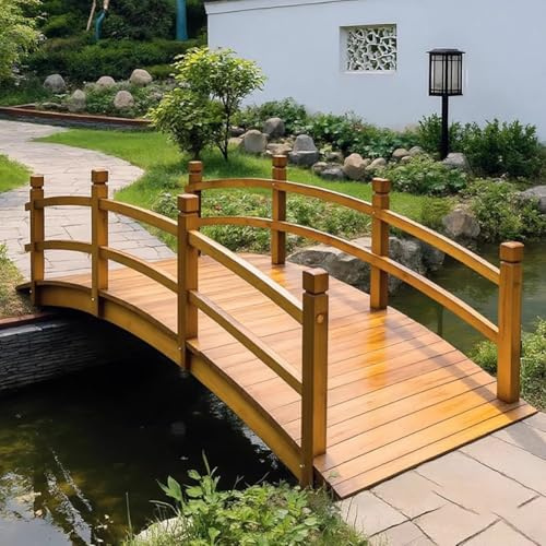 TT-YEC Puente De Paso De Jardín De Árboles De Alta Resistencia, Puente De Arco De Pasarela De Patio con Barandillas De Seguridad, Capacidad De Carga De 500 Kg,Yellow l180cm