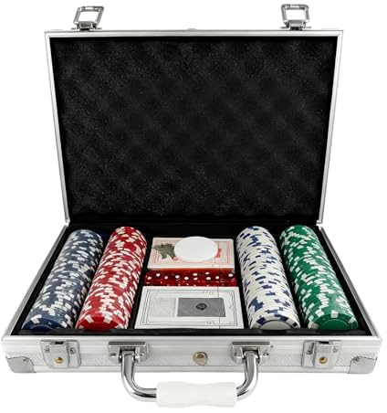 Generico Set Da Poker – Gettoni Con Nucleo Metallico Numerati Con Valigetta In Alluminio | Set Gettoni Poker | Kit Pokers Stile Casinò Professionale Per Giochi, Feste & Tornei