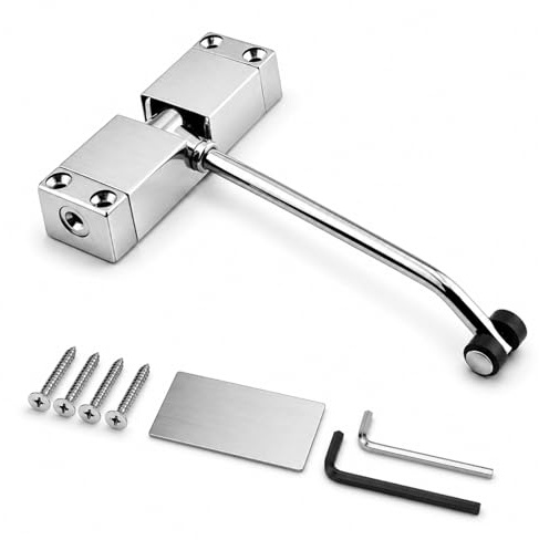Muelle Cierrapuertas Automatico Silencio, Cierra Puertas AutomáTica Muelle Puerta Ajustable, Amortiguador Puerta Cierrapuertas Con Varilla De Ajuste Y Tornillos Para Comercial Y Hogar Puertas 20-30 Kg