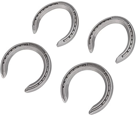Arythia 4-Pack Aluminium Hästskor, Hållbara Metallskor med Halkfritt Hovskydd Häst, Professionella Hovslageri Tillbehör, Ridutrustning för Tävling och Träning (4)