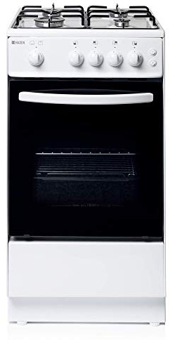 Haden 50cm Gas Cooker - White Freestanding Gas Cooker with 4-Burner Hob, Conventional Oven & Grill - Compact, Safe & Efficient Cooking Solution - LPG Conversion Kit Included