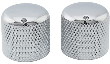 Musiclily Pro Inch Fein 24 Zähne Stahl Potiknopf Push-on Dome Knobs 18mm mit Indikator Punkt für USA E-Gitarre oder Bass, Chrom (2 Stück)