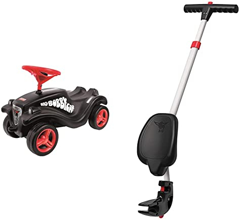 Big-Bobby-Car Classic Fulda - Kinderfahrzeug mit Aufklebern im Fulda Design, ab 1 Jahr, schwarz & Big - Multi-Schubstange - 4-Fach höhenverstellbare Schiebestange,ab 1 Jahr