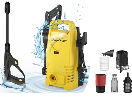 Hochdruckreiniger 120bar - Fugenreiniger, Fassadenreiniger 1400W - Terassenreiniger 400 l/h inkl. Dampfstrahler ideal als Moosentferner, Steinreiniger