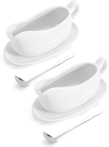 LoeJan 17OZ Gravy Boat with Spoon, Ceramic Sauce Serving Dish, Easy-Pour Big Dripless Lip Spout Serveware Set for Salad Cream Milk Broth Black Pumpkin Thanksgiving