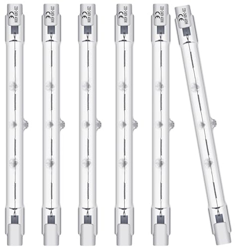 BROTOU 6 Pezzi Lampadine Alogene Lineari R7S 118mm 400W, Dimmerabile 220-240V 3400lm Bianco caldo 3000K J118 Lampada Alogena Lineare per Lavoro, Sicurezza, Illuminazione Paesaggistica, Lampadari