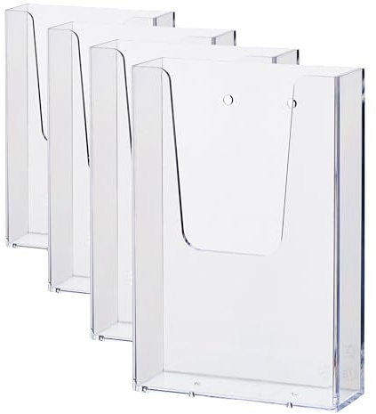 Helit H2350002 - the help wall porte-brochures mural 1 x 1/3 DIN A6, transparent, 1 pièce (Lot de 4)