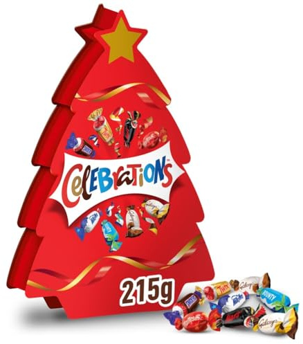 CELEBRATIONS - Sapin de Noël avec assortiment de minis chocolats SNICKERS, TWIX, MARS, MALTESERS, BOUNTY et autres - 215g