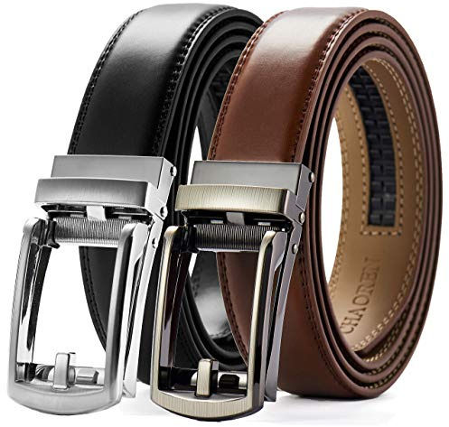 CHAOREN Click Belt for Men 2 Pack - Mens Dress Belt 1 1/4 in Packing Box - Design Belt Meet Almost Any Outfit and Occasion