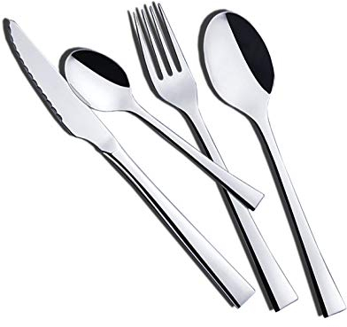 Jay - Juego de Cubiertos 24 Piezas, cubertería en Acero Inoxidable con Cuchillos chuleteros, Tenedores y cucharas para Servir tu Mesa. Fabricado en España