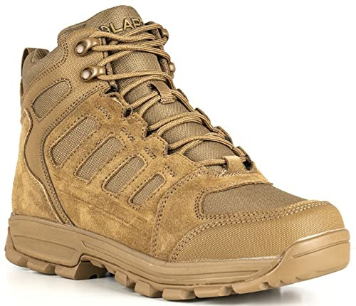 LA Police Gear LAPG Men's Terrain Mid Hiking Boots, Durable and Comfortable Outdoor Footwear for Trail, Work and Everyday Wear, Coyote, 11-Standard