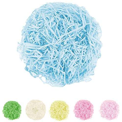 Surflyee Shredded Tissue Paper Blue, 100 Grams Tissue Paper, Raffia Gift Filler Paper, Great for Gift Boxes, Hamper Basket Filling, Birthday Party Decorations (Light Blue)