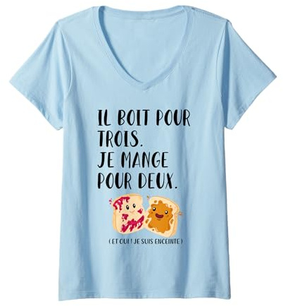 Femme Future Maman 2025 Cadeau de grossesse et de maman enceinte T-Shirt avec Col en V