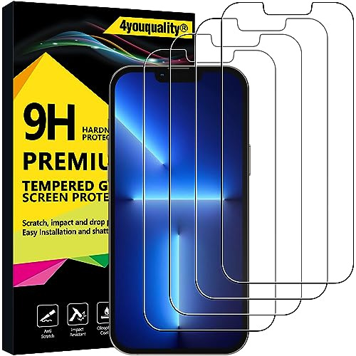 4youquality [4-Pack Screen Protector for iPhone 14 Plus, iPhone 13 Pro Max (6.7-Inch), Tempered Glass Film, [LifetimeSupport][Anti-Shatter][Anti-Scratch][Impact-Protection]