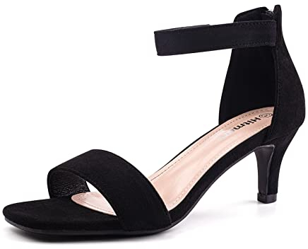 Hitmars Sandalias Tacón Alto Mujer Fiesta con Tacon Verano Kitten Heel Tacones Vestir Sexy Zapatos de Tacón Gatito 6 CM Bomba Mujer 3 Negras Talla 39