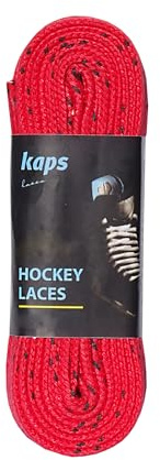 Kaps Wasserfeste Schnürsenkel aus Polyester für Schlittschuhe | Extrem Reißfest (190 daN), Wasserfest | Für Eishockey Schlittschuhe (Rot und Schwarz - 274 cm)