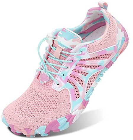 Barefoot Water Shoes for Women Men Quick Dry Beach Swim Aqua Shoes for Walking Surfing Hiking(Pink,UK 5)