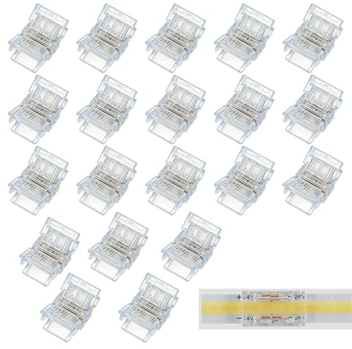 Rumgug 20 conectores LED sin soldadura 2 pines 8mm para tiras COB SMD