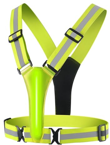 Keenso Gilet da Corsa Riflettente, Gilet da Corsa Riflettente a LED, Cinturino Leggero Regolabile Alta visibilità Fino a 300 M per Notturna Lavori di Costruzione in Bicicletta (Yellow)