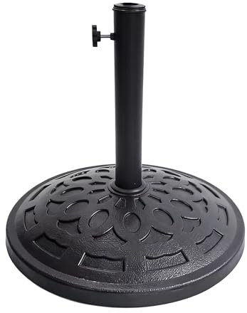 Relaxdays parasollstativ för 34–48 mm stolpar, 49 cm diameter, vintage rund svart, 33 x 49 x 49 cm