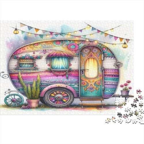 Caravana Colorida Puzzle para Adultos Puzzle de 1000 Piezas Relajante Decorativo Luz Nocturna Puzzle para Toda la Familia 70x50cm/1000pcs