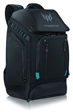 Acer PBG591 Predator Utility Gaming Backpack, Water Resistant and Tear Proof Travel Backpack Fits and Protects Up to 17.3 Predator Gaming Laptop, Black with Teal Accents
