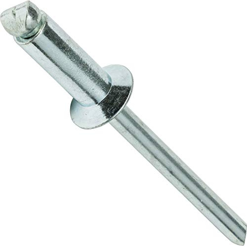 Fastenere Pop Rivets - 3/16 x 1/4 (50 pcs) Heavy Duty, Open-End, Aluminum, Dome-Head Blind Rivets, Corrosion-Resistant & High Shear Strength, 6-4 Gap .188 - .250
