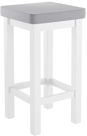 Erst-Holz Holzhocker Barhocker mit verschiedenen Polsterfarben 60 cm hoch Kiefer weiß V-90.71-44WP