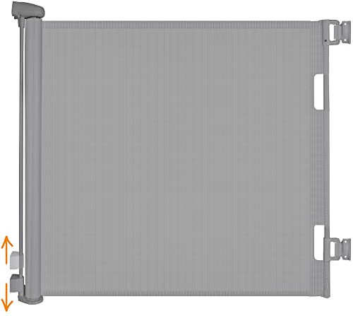 iMoebel Türschutzgitter Treppenschutzgitter Ausziehbar Breite 0-140cm Höhe 83cm, Rollgitter Absperrgitter Treppenschutzrollo für Baby Kinder Welpen, Grau