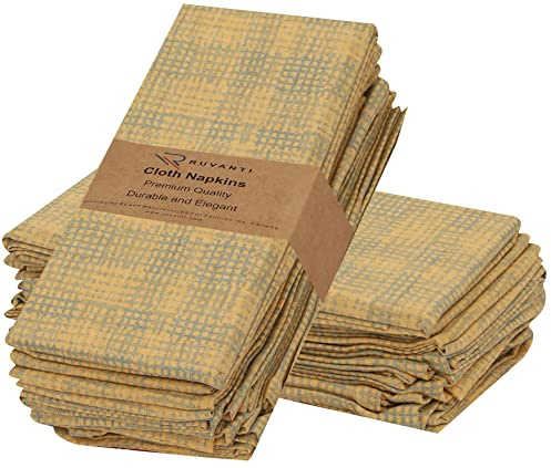 Ruvanti Cotton Napkins Set of 12, 100%, 18x18 Inches - Soft, Absorbent, Washable - Perfect for Parties, Weddings & More