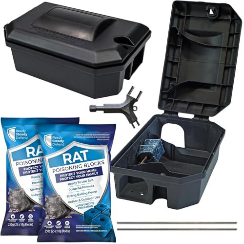 READY STEADY DEFEND Rodent Control Kit - Includes 2 Heavy Duty Rat Boxes, Fast and Efficient Rodent Control, Rat Traps For Outdoors and Indoors