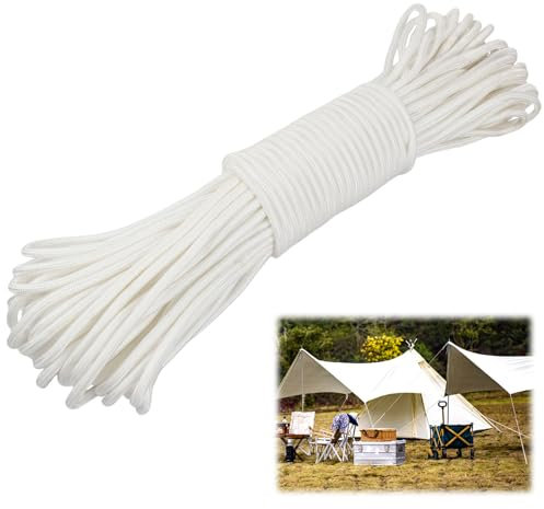 Fangehong 30M Nylonseil, Fahnenseil 6mm 8mm Wetterfest Reißfest, Ersatzseil Heimseil, Geflochtenes Nylonschnur für Outdoor Camping Garten Segelboot Seilrolle Wäscheleine (8mm)