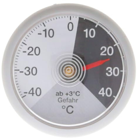 Lantelme Autothermometer Selbstklebend Temperaturanzeige + - 40°C Analog | Auto Thermometer für Innen Kabellos LKW Wohnwagen Wohnmobil PKW KFZ | Bimetall Rund Farbe Grau Ø 4,5cm
