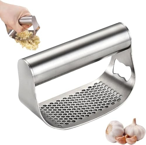 Spremiaglio a bilanciere in acciaio inox, per triturare aglio e zenzero