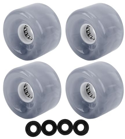 Hapivida Set di 4 Ruote da Skateboard, durezza 78A, Ruote Cruiser morbide traslucide PU, Sostituzione per Longboard Pennyboard Waveboard Snakeboard Roller (Rosa) (Blu) (Grigio)