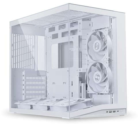 LIAN LI O11D MINI V2 Flow | Compact ATX Mid-Tower Airflow Computer Case | Panoramic View | High-Performance Airflow | Includes 5 x 120mm Reverse Blade Fans | Cable Management | White (O11DMIV2FW)