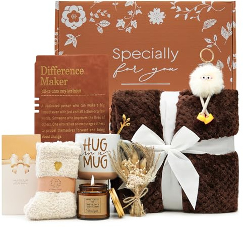 Self Care Gifts for Women Get Well Soon Gifts, Unique Birthday Gifts for Women Spa Gift Baskets Care Package Mothers Day Gift for Mom Sister Wife Grandma w/ Blanket