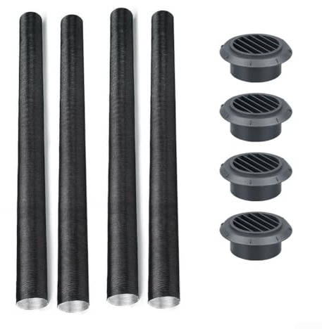 Diesel Heater Ducting Kit, 16 Pieces For Heating Systems, Including 4 Flexible Tubes, 4 Mushroom Heads And 8 Hose Clamps, Fits 42mm Diameter Hose