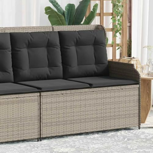 Mimdixy Juego de muebles de jardín para terraza, banco de jardín ajustable con cojín, gris claro, poliratán, para jardín, balcón, terraza, fácil montaje