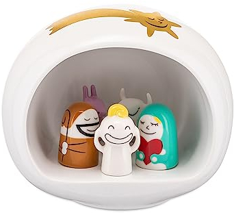 Alessi AMGI10SET Set de Pesebre de Diseño con Reproducción de la Cueva y Figuras de Porcelana Decoradas a Mano, 10 Piezas