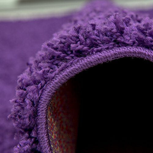 Shaggy Teppich Farbe Hochflor Langflor Teppiche Modern Uni Farben, Farbe:Lila, Maße:Ø 160 cm Rund