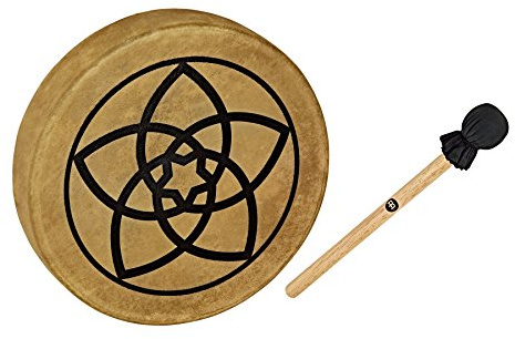 Sonic Energy Rahmentrommel Venusblume – 38 cm – Schamanisches Instrument mit Büffelfell – Für Meditation, Klangreisen, Percussion – Inkl. Schlägel (HOD15-VF)