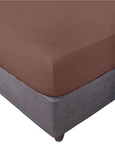 Miracle Home. Sábana Bajera Ajustable, Elástica, Suave, Cómoda, Antipeeling. Algodón 50% Poliéster. Cama 90. 90 x 200 x 30. Chocolate