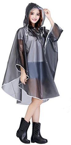 Manteau Imperméable Femme avec Capuche - Veste Anti Pluie pour Vélo, Moto, Camping et Randonnée, Gris, Taille Unique
