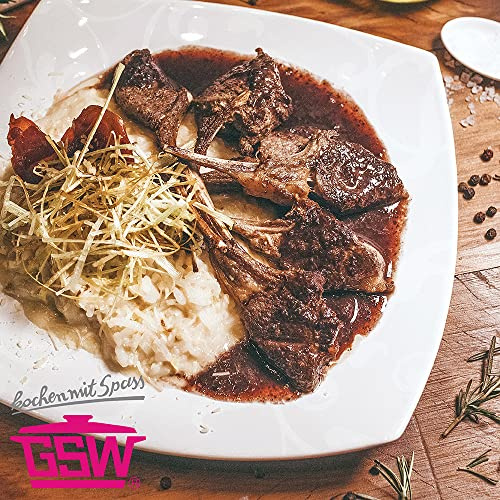 GSW 800419 Ceramica Bleu Cobalt Induction Plat à Rôtir Rectangulaire avec Couvercle Protection de l'Arôme en Verre 40 x 26 x 11 cm/Env. 8 L – avec Pinceau Set de 2 pièces