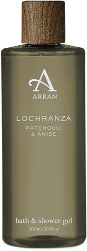 Arran Sense of Scotland Lochranza Mens Shower Gel 300ml, Patchouli | Woody Vetiver with Fresh Anise, Lemon and Grapefruit Top Notes, Enriched with Pro Vitamin B5, Rich Masculine Scent