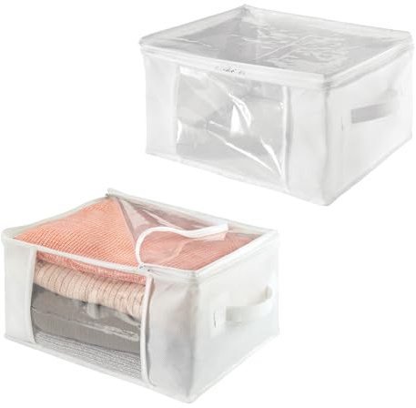 iDesign Fabric Storage Bags with Zipper, Medium, Set of 2, 16 x 12 x 8
