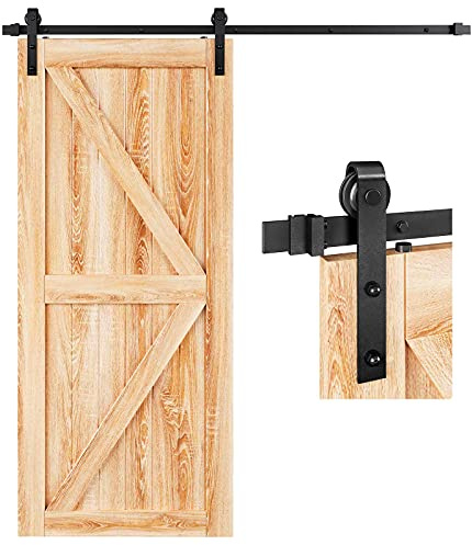 EaseLife 6.6 FT Sliding Barn Door Hardware Track Kit,Basic J Pulley,Slide Smoothly Quietly,Easy Install (6.6FT Track Kit for 36~40 Wide Single Door)