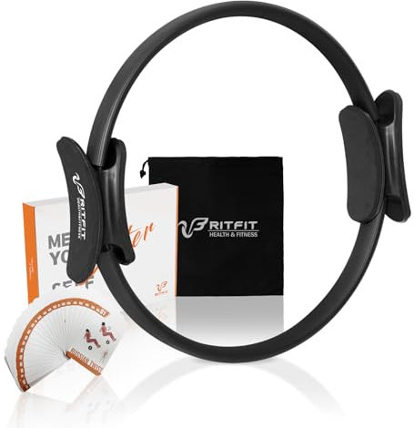 ritfit Pilates Ring – PREMIUM POWER Widerstand Full Body Toning Fitness Circle – mit Tragetasche und Bonus Ebook, schwarz