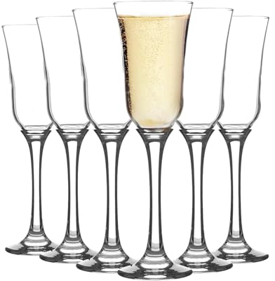 Argon Tableware 12x 190ml Champagne Flutes Set - Vintage Stemware Drinking Glass Goblets - Party and Wedding Gifts - Tromba Range